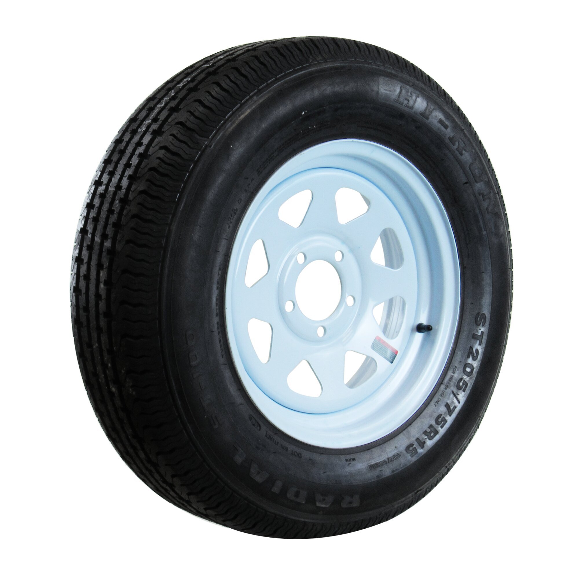 HI-RUN, Highway Trailer Tire Assembly, Radial, Spoked, Tire Size ST205/75R15 Load Range Rating D, Bolt Holes (qty.) 5 Model# ASR1204